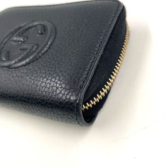 Gucci Soho GG Round Zip Wallet Leather Black Gold - Picture 8 of 13